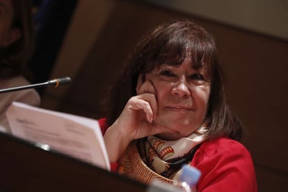 Cristina Narbona, durante la rueda de prensa del mi&eacute;rcoles, tras el pleno del CSN que aprob&oacute; un dictamen favorable a la reapertura de Garo&ntilde;a.