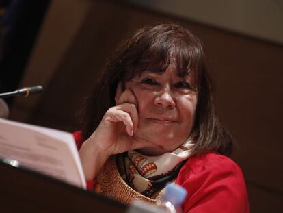 Cristina Narbona, durante la rueda de prensa del mi&eacute;rcoles, tras el pleno del CSN que aprob&oacute; un dictamen favorable a la reapertura de Garo&ntilde;a.