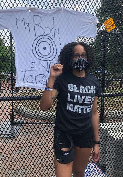 Amanda, durante las manifestaciones de este sábado 6 de junio.