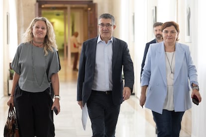 El portavoz del PSOE en el Congreso, Patxi López, a su llegada a la Junta de Portavoces este martes. 