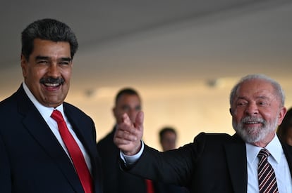 Nicolás Maduro and Lula da Silva in Brasília on Monday.