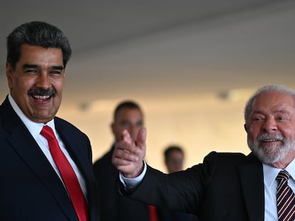 Nicolás Maduro and Lula da Silva in Brasília on Monday.