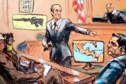 Ilustración del juicio a Tony Hernández en Estados Unidos.