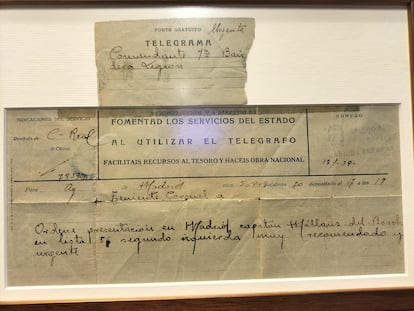 Telegrama de 1938 en el Muditel de A Coruña.