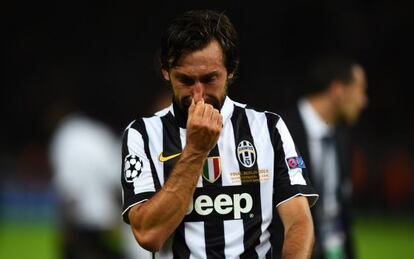 Pirlo llora tras final de Champions contra el Bar&ccedil;a.