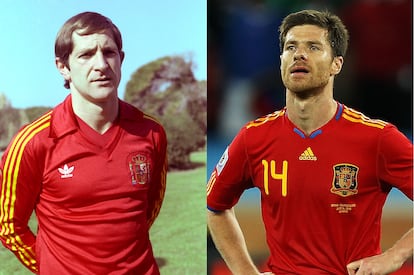 LOS ALONSO. Perico Alonso, de 67 años, fue 20 veces internacional entre 1980 y 1982. Su hijo menor, Xabi Alonso, de 38 años, vistió La Roja 114 veces entre 2003 y 2014.