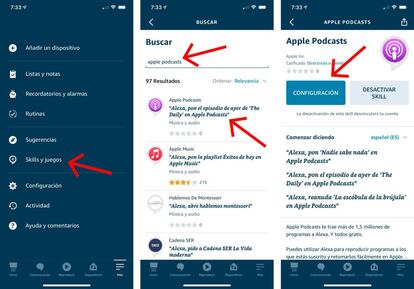 Configuración de los podcasts de Apple en Alexa.
