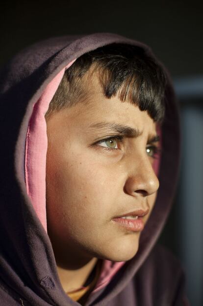 This is Ali. He's 11 years-old and been on the move from his worn-torn home of Homs, Syria, for way too long. Every night he plays football with the other Syrian children in the building his family has a room in. He says he is not a great footballer, but will be with practice. Getting a proper ball may be a start. Currently it’s used plastic bags wrapped together with string. Asked what he misses most from Syria. "My girlfriend. She was the most beautiful girl in the school." As for the future? “An engineer. I can help rebuild Syria.” #WithSyria. #Notnumbers.People. Photograph: Eduardo Soteras Jalil
