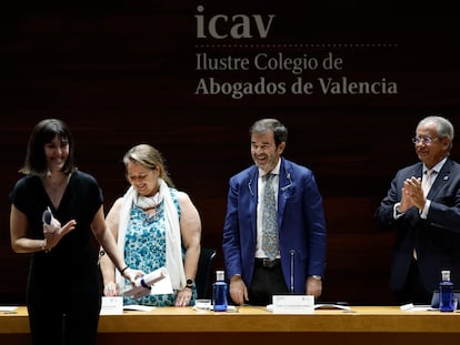 El presidente del Consejo General del Poder Judicial, Vicente Guilarte, durante la entrega del premio de Estudios Jurídicos de la Fundación Broseta, este martes en Valencia.