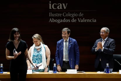 El presidente del Consejo General del Poder Judicial, Vicente Guilarte, durante la entrega del premio de Estudios Jurídicos de la Fundación Broseta, este martes en Valencia.