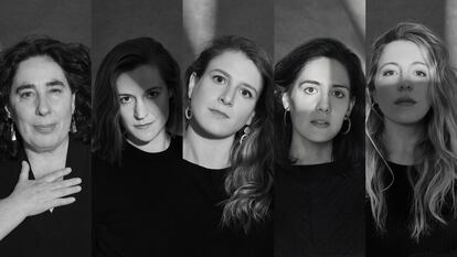 De izquierda a derecha, las directoras de cine Arantxa Echevarría, Carla Simón, Clara Roquet, Belén Funes y Pilar Palomero.