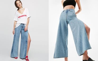 Los modelos con aberturas laterales invanden el low cost esta temporada. Los de la izquierda son de Pull and Bear (39,99 euros) y los de la derecha, de Berskha (25,99 euros).