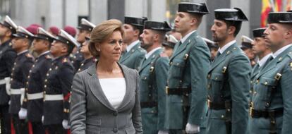 Dolores de Cospedal, este viernes, como ministra de Defensa.