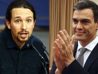 El l&iacute;der de Ciudadanos, Albert Rivera, de Podemos, Pablo Iglesias, y del PSOE, Pedro S&aacute;nchez. 