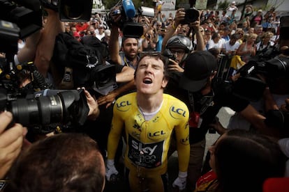 Geraint Thomas, tras la contrarreloj del sábado.