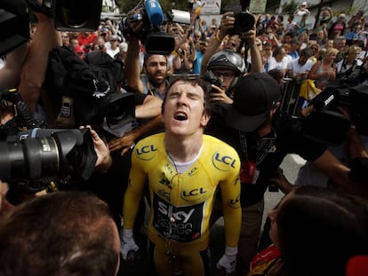 Geraint Thomas, tras la contrarreloj del sábado.