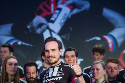 John Degenkolb, durante la presentaci&oacute;n de su equipo, en Berl&iacute;n el 7 de enero, el d&iacute;a de su 27&ordm; cumplea&ntilde;os.