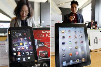 Galaxy (izquierda) y iPad (derecha), las tabletas de Samsung y Apple.