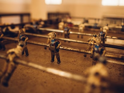 El futbolín de la sala de ocio de la residencia de Muga de Sayago (Zamora).