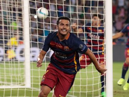 Pedro, tras marcar el gol de la victoria de la Supercopa de Europa.