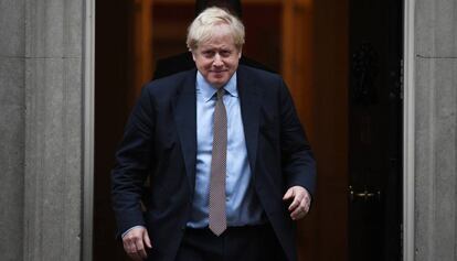 Boris Johnson, a la salida del 10 de Downing Street, este jueves.