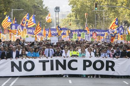 Manifestación en Barcelona. La pancarta "No tinc por" (No tengo miedo) encabeza la manifestación unitaria en contra de los atentados de La Rambla de Barcelona y Cambrils (Tarragona) con representantes de los cuerpos de seguridad, emergencias y de entidades vecinales y ciudadanas.
