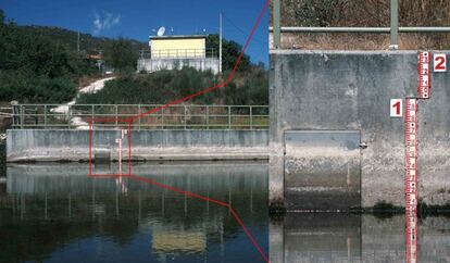 Estaci&oacute;n de aforos del Limia en Ponteli&ntilde;ares, con un caudal un 75% inferior al m&iacute;nimo establecido.