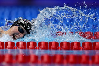 Katie Ledecky de Estados Unidos en las pruebas de natación por equipos olímpicos en el estadio Lucas Oil, el pasado 21 de junio en Indianápolis, Indiana, Estados Unidos. 