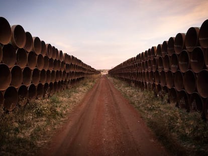 Conductos del oleoducto Keystone XL a su paso por Gascoyne (Dakota del Norte).