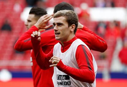 Antoine Griezmann, momentos antes del comienzo del partido ante Las Palmas. 