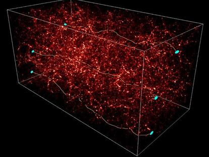 Los rayos de luz provenientes de galaxias lejanas son desviados mientras viajan a través del universo, provocando imágenes distorsionadas.