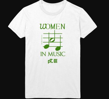 El trío de hermanas Haim tiene esta camiseta para celebrar las mujeres en la música (y el nombre de su tercer álbum de estudio, Women in music part III). Claro que sí. (24 euros)