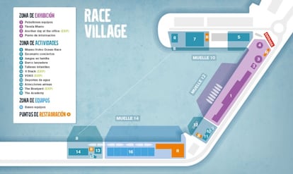 Plano general del Race Village instalado en el puerto de Alicante.
