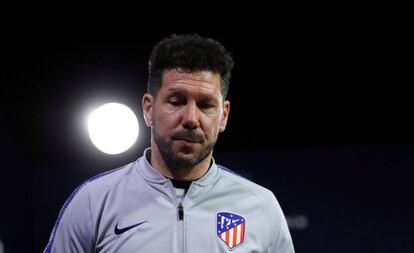 Simeone, durante la rueda de prensa previa al Atlético-Espanyol del sábado.