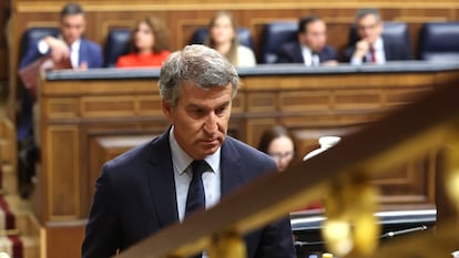 Lider PP, Alberto Núñez Feijóo, w środowym plenarnym plenarnym.