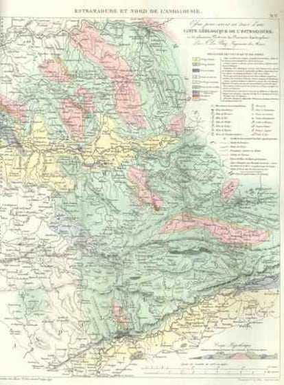 Mapa geológico y minero de Extremadura y norte de Andalucía