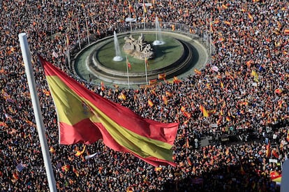 Manifestación celebrada contra la amnistía bajo el lema "No en mi nombre: Ni Amnistía, ni Autodeterminación. Por la libertad , la unidad y la igualdad", el 18 de noviembre en Madrid.