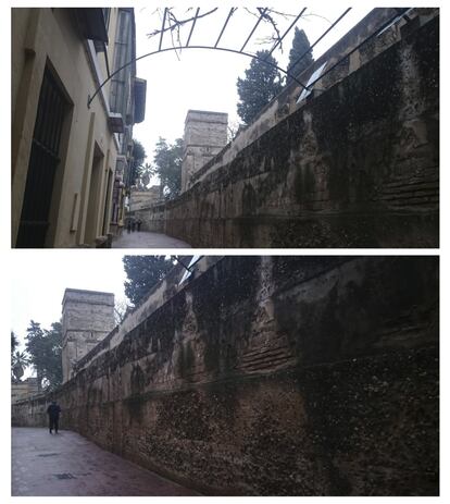 Imagen de la calle Agua en la Judería y del muro de los Reales Alcázares de Sevilla, donde la ópera 'Carmen' sitúa uno de los encuentros del cabo don José con la cigarrera. El fotógrafo ha elegido un encuadre preciso para crear una dirección a partir de las líneas superior e inferior del muro. El objetivo es que la perspectiva lleve hasta la torre. De nuevo, la figura humana permite disponer de referencias. En este caso, el profesional ha editado la parte derecha para dar luz y resaltar la textura de la muralla.