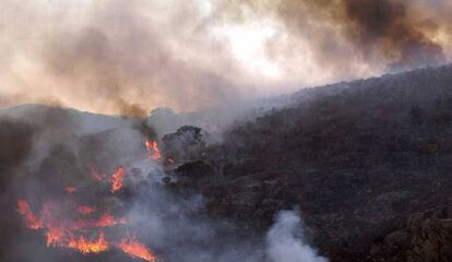 Incendio en las inmediaciones del pantano del Vicario, en una foto de 2005.