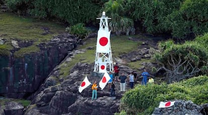 Imagen de activistas japoneses en las islas el pasado agosto.