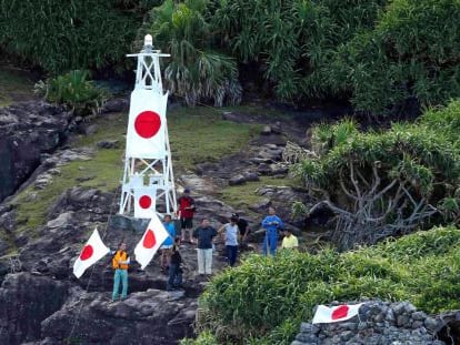 Imagen de activistas japoneses en las islas el pasado agosto.