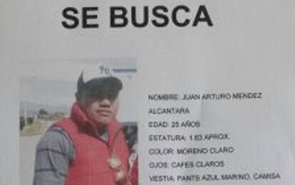 Cartel de búsqueda del joven desaparecido