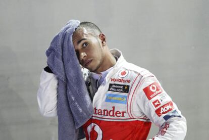 Hamilton, al término de la carrera en Singapur.