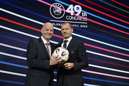 El presidente de la FIFA, Gianni Infantino, y el de la UEFA, Aleksander Ceferin, el pasado 3 de abril.