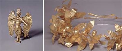 Dos piezas de la exposición <i>Oro griego.</i>