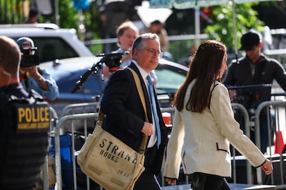 Sean "Diddy" Combs' lawyer Marc Agnifilo walks, on the first day in the trial of Sean "Diddy" Combs on sex trafficking and racketeering conspiracy charges at U.S. court in Manhattan, in New York City, U.S., May 12, 2025. REUTERS/Mike Segar