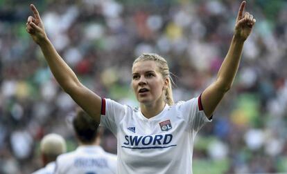 La noruega Ada Hegerberg, tras marcar un gol en la final de la Champions.