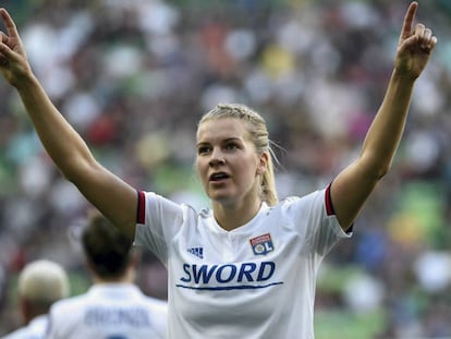 La noruega Ada Hegerberg, tras marcar un gol en la final de la Champions.