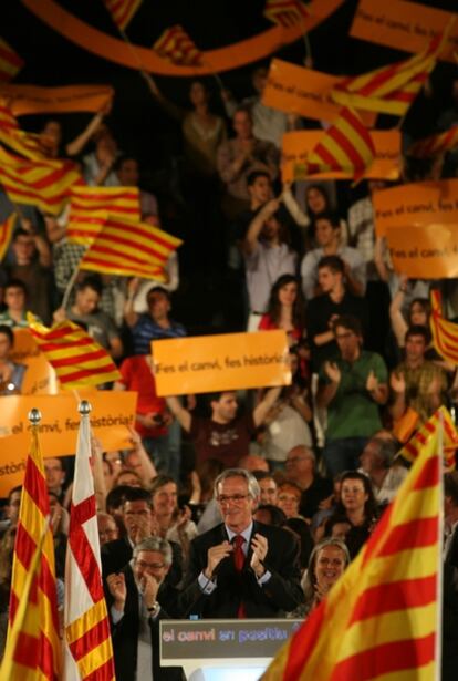 Xavier Trias, candidato de CiU a la alcadía de Barcelona, en el mitin final de campaña.