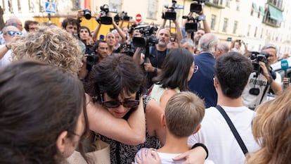 Juana Rivas, a su llegada al punto de encuentro.
